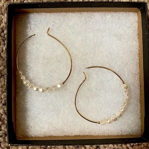Banana Republic Delicate Gold Pearl Hoop Earrings